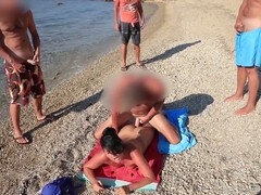 Jism party on the beach! Alexandrawett's ready for everyone to enjoy her tight hole!