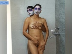 浴室, 緊縛, カップル, インド人, なめる, オーガズム, ソフトコア, ティーン