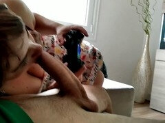 Semen boca, good blowjob, tetas grandes