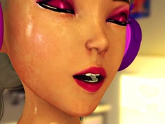 Midget pervert plays with teen gamer girl in the living room