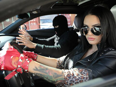 Katrina Jade pleasures lucky dude in the garage