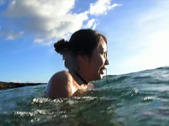 アジア人, ビキニ, 指いじり, 彼女, オーガズム, アウトドア, オマンコ, おもちゃ