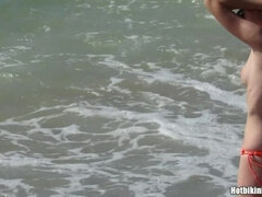 18 ans, Amateur, Plage, Gros seins, Bikini, Hd, Adolescente, Voyeur