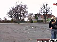 German Grandpa Questions Busty Milf Housewife Outdoors