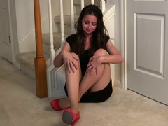 黒人, ヒール, ふっくら乳首, オマンコ, スカート, ストリップ, 長身, おもちゃ