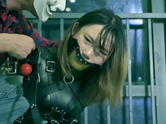Catsuit babe gagging tick