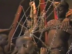 Two Ebony Babes Fuck More Guys with Big Strapons Before They Have Deep Anal Sex