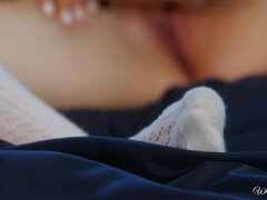 美女, ブロンド, 茶髪の, レズビアン, なめる, 下着, 磨き, オマンコ