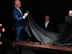Four old men having BDSM fun with obedient twink!