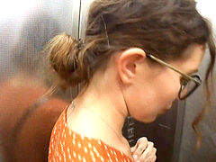 Sperm face, russian brunette, public blowjob