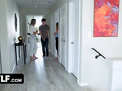 Stepmom Catches Stepson Finger-Fucking While StepSister Dances On Bed - Mylf