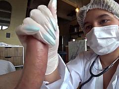 YenniLeon in Horny Latex Nurse Deepthroats Al Simmons Pulsing Cock