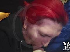 Aziatisch, Pijpbeurt, Auto, Sperma, Homo, Hardcore, Roodharige vrouw, Shemale
