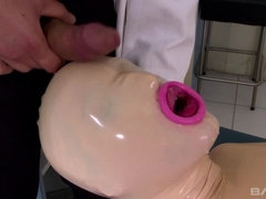 Blasen, Spermaladung, Puppe, Aufs gesicht abspritzen, Fetisch, Latex