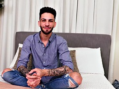 Leie, Spermaladung, Schwul, Masturbation, Solo, Tätowierung