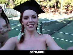 Brunette, Licking, Natural, Petite, Pussy, Teen, Threesome, Tits