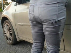 Girl Pissing Her Grey Jeans 5 Times! Jeans Wetting Compilation!