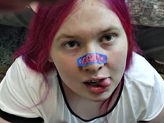 Cute transexual Catgirl BBW Gets Cumshot by BBC Shemale POV