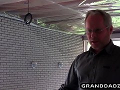 Old guys gets pissed by teen and locks himself in the bath