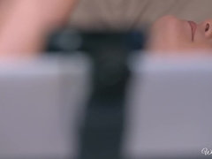 デカパイ, ブロンド, 足, ジーンズ, 淫乱熟女, オマンコ, ヒモパン, オッパイの