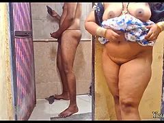 Salle de bains, Attrapée, Mature, Maman, Pov, Chatte, Fils, Belle mère