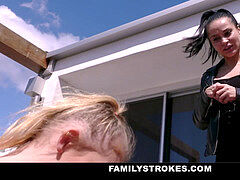 FamilyStrokes - Creepy Stepdad Stretches Out His Daughter's taut nubile pussy