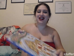 Eating all the Christmas candy! - Teen fatty on webcam in food fetish solo