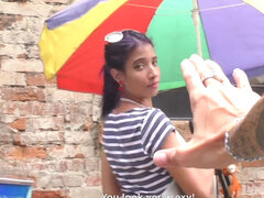 Spicy Latina chick sucks a hard cock at the porn casting