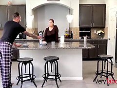 Stepdad goes all out on Cara May's big tits & tight ass while stepmom's away