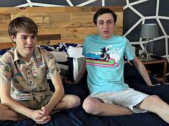 James Stirling and Jacob Jones as Hot Twinks Spitting Volcanoes Bareback