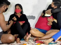 Couple, Groupe, Époux mari, Indienne, Chatte