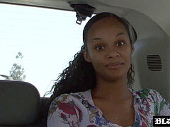 whorey ebony gets her nice face jizzed on after car intercourse