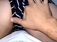 I told my stepsister not to touch me, but I couldn't resist rubbing my stinky pussy