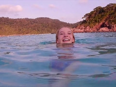 Strand, Bikini, Fingern, Zierlich, Pov, Rasiert, Dürr, Entkleiden