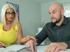 Ass, Big tits, Blonde, Blowjob, Busty, Doggystyle, Handjob, Milf