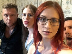 Kont, Vriendje, Hondjeshouding, Ondergoed, Orgie, Roodharige vrouw, Kousen, Tiener