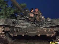 A horny military girl gets a sergeant off with her mouth and cunt