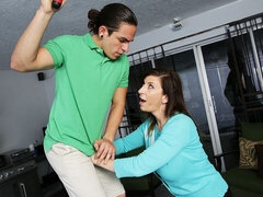 デカ尻, フェラチオ, 茶髪の, バック, 女 人男 人, 自然山雀, ショートヘア, ティーン