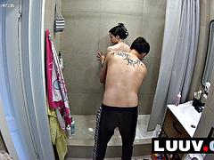 Beautiful Trans Grossy Shaves Her Legs in Steamy Shower