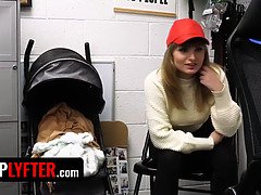 Mike Manci catches Evie and her baby stroller for shoplifting and gets them for a kinky tit-fucking session