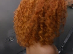 Anal, Bathroom, Dress, Facial, Masturbation, Piercing, Redhead, Voyeur