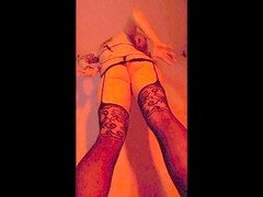 Blond, Vingeren, Gotisch, Ondergoed, Shemale, Alleen, Tatoeage, String