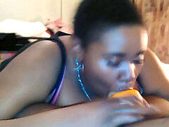 Amateur, Belle grosse femme bgf, Noire, Sucer une bite, Nourriture