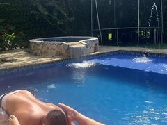 Verga Grande - Flirting With A Super Hot Busty Colombian Outdoors In The Pool