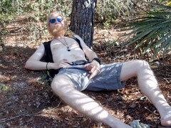 Bearded, risky public nudity, nudist
