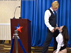Report caught sucking politicians dick after the conference