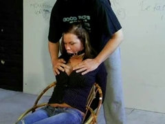 Maya chairtied stripped and tit-grabbed