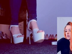 Bondage discipline sadomasochisme, Dominatie, Voeten, Voeten fetish, Hakken, Meesteres, Roodharige vrouw, Spandexonderbroek