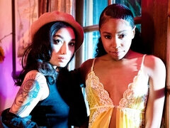 黒人, 黒人, 指いじり, レズビアン, なめる, オナニー, ガリガリ, ティーン