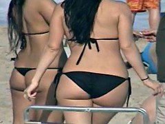 Nana, Plage, Gros seins, Bikini, Fille latino, Voyeur